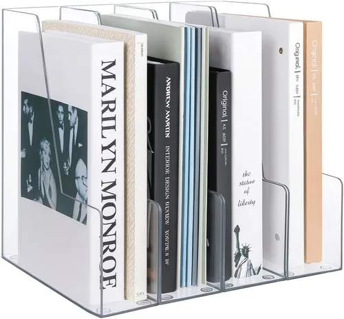 Miniatura 10 de Vertical Magazine File Holder, Black File Organizer Desk Organizer and Storage Bins Holding for Magazines, Binders, Notebooks, Envelopes, Plastic