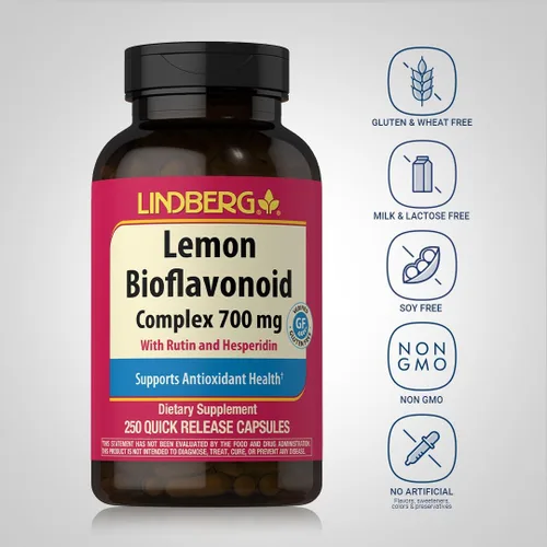 Miniatura 3 de Lindberg Complejo bioflavonoide de limón 700 mg 250 cápsulas Suplemento con rutina y hesperidina Sin OMG, sin gluten
