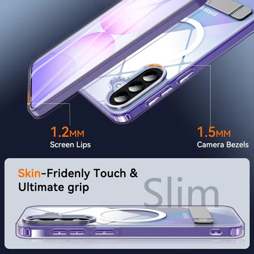 Miniatura 6 de OWKEY Funda para Samsung Galaxy A37/A36 Bark Phone Pro 5G con soporte, magnética, a prueba de golpes, para Magsafe translúcida mate, transparente