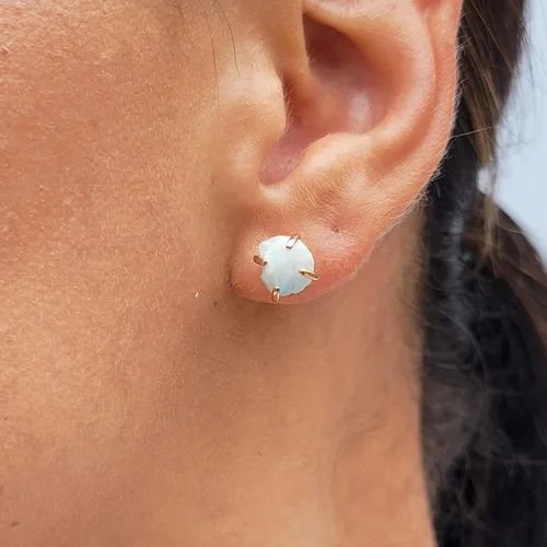Miniatura 7 de Aretes de piedra preciosa natural en bruto con oro rosa sobre plata de ley 925, 6 a 0.276 in, regalo de piedra de nacimiento de calidad genuina