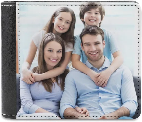 Miniatura 7 de Carteras personalizadas para hombres con foto de doble cara impresión personalizada de cuero billetera de regalo para papá, marido, novio