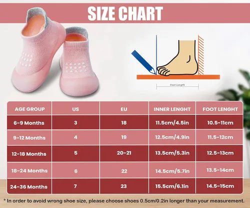 Miniatura 7 de Dookeh Zapatos de bebé para niños y niñas, zapatos de primera caminata, antideslizantes, suela suave, zapatos de calcetín para bebés
