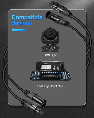 Miniatura 4 de Paquete de 2 cables DMX de 5 pines de 10 pies con 3 conductores para iluminación de escenario y controlador