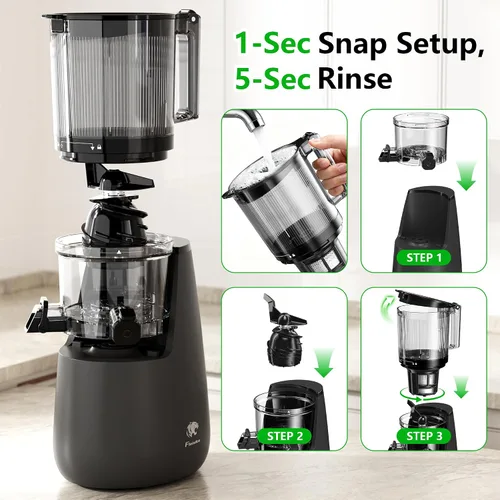 Miniatura 6 de B12 Exprimidor de prensado en frío, máquinas exprimidoras lentas y masticadoras de 6" con canal de alimentación extra grande, potente motor AC sin