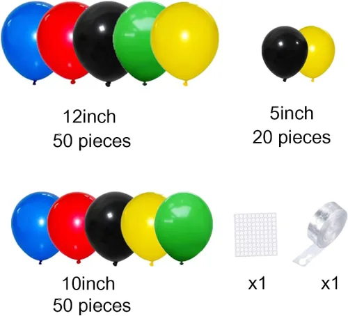 Miniatura 4 de Kit de arco de globos rojo, amarillo, verde, azul, negro, globo rojo, azul, amarillo, negro, globos para niños y niñas, robot, carnaval, circo, Rojo