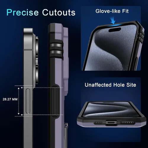 Miniatura 225 de DEERLAMN Funda para iPhone Xs Max con funda deslizante para cámara + protector de pantalla, soporte giratorio de anillo de grado militar a prueba
