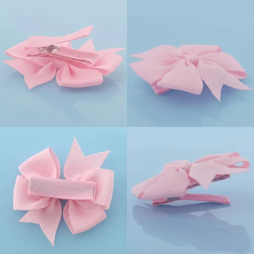 Miniatura 3 de 60 piezas de broches para el pelo con lazos para bebés: broches de 2 pulgadas totalmente forrados para bebés y niñas (30 pares)