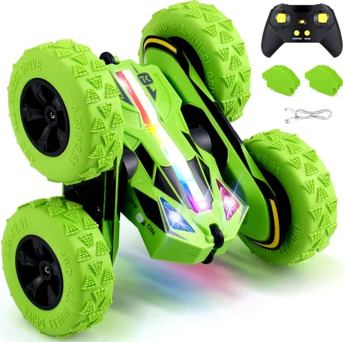 Miniatura 8 de Threeking Rc Stunt Car Automóvil de acrobacias con control remoto, camión todoterreno con volteo de doble cara, rotación de 360º, deformación 3D