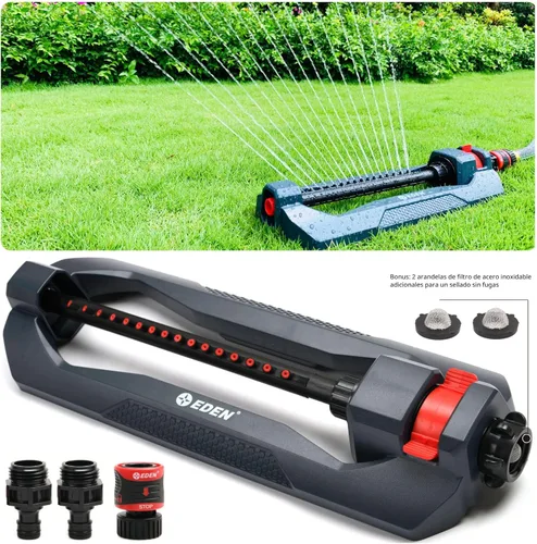 Miniatura 2 de Eden 96213 Essential Turbo - Aspersor de agua oscilante, cubre hasta 3,600 pies cuadrados, 16 boquillas, base pesada, rango ajustable, paquete