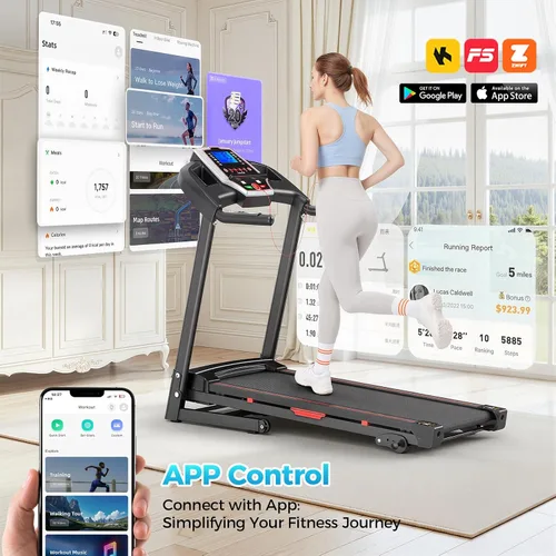 Miniatura 8 de Lastforever Cinta de correr plegable de 3.5 HP para el hogar, capacidad de 350 libras, cintas de correr portátiles con inclinación manual de 3 Negro