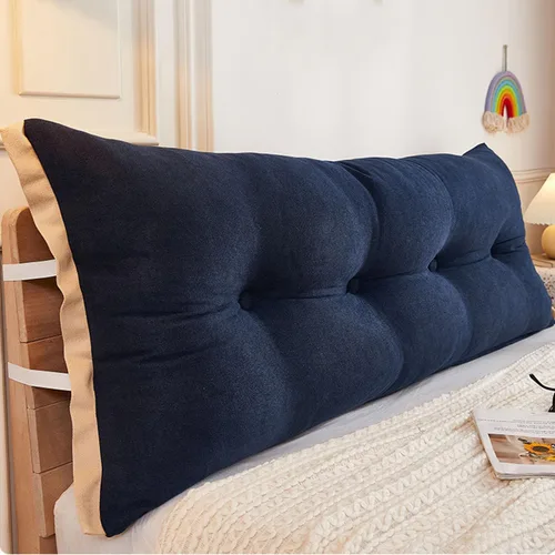 Miniatura 9 de Almohada de cama de lectura con cuña, almohada de forro polar de algodón, almohada grande para cabecero, respaldo de cama, cojín de apoyo de Azul