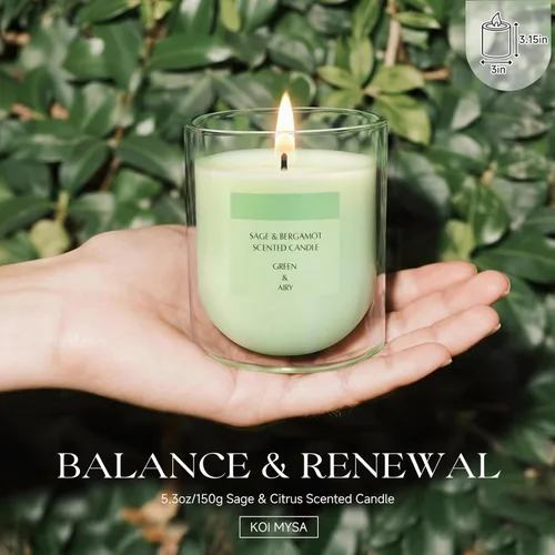 Miniatura 4 de 5. KOIMYSA Vela aromática de salvia y cítricos, vela de aromaterapia natural de soja no tóxica de mecha única para decoración del hogar, fragancia