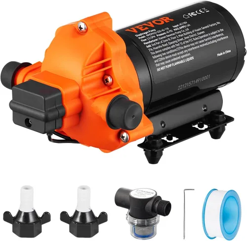 Miniatura 13 de VEVOR Bomba de Lavado, 12 V CC, 7 GPM 60 PSI, máx. 10 pies de elevación, bomba de agua autocebante, con válvula EPDM, colador universal de agua