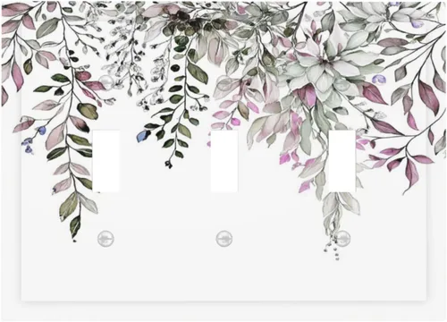 Miniatura 93 de Cubierta decorativa para interruptor de luz, diseño de pájaros y flores florales en blanco y negro, 2 bandas, cubierta decorativa para pared, placa