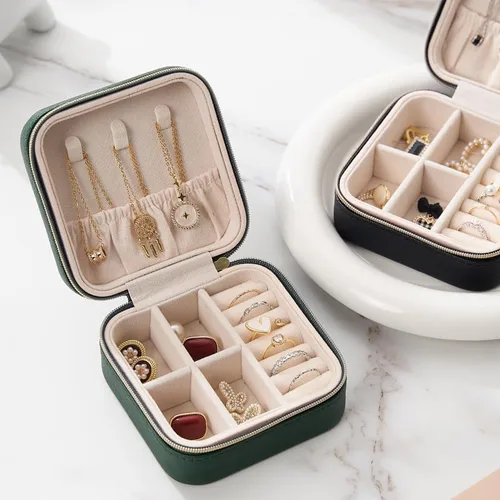 Miniatura 3 de EXUBERTREE Organizador de joyas portátil de viaje Joyero para mujer Organizador de viaje de joyería para anillos, aretes, collar, pulsera