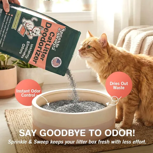 Miniatura 8 de Sprinkle & Sweep Desodorizador de Caja de Arena – Desodorizante de arena para gatos no tóxico y seguro para gatitos – Elimina instantáneamente