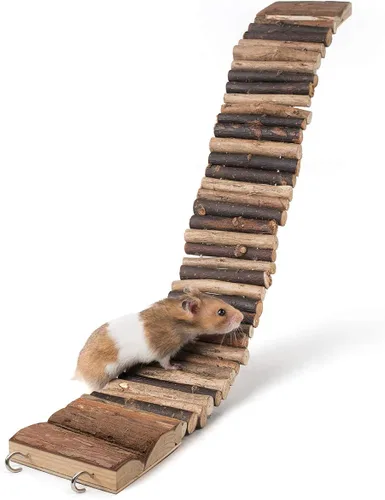 Miniatura 9 de Niteangel Juguete de puente colgante de hámster, escalera de madera de escalada larga para hámsters, ratones, ratones, jerbos, ratas planeadoras