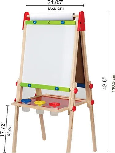 Miniatura 8 de Caballete de madera para niños con rollo de papel y accesorios Hape All-in-One
