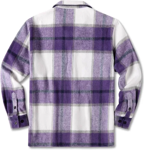 Miniatura 7 de COOFANDY Camisas de franela para hombre, casual, con botones, a cuadros, chaqueta de manga larga, chaqueta de forro polar con bolsillos