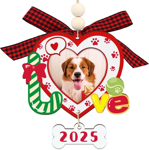 Miniatura 8 de Whatsign Adornos de marco de fotos de gatos, decoración de recuerdo colgante de Navidad para árbol de Navidad, adornos personalizados para gatos