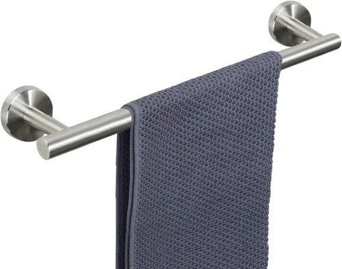 NearMoon - Barra para toallas de baño, soporte de toalla de ducha de acero inoxidable grueso para baño, montado en la pared, longitud total de 18