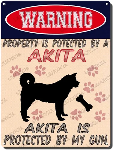 Miniatura 15 de LIUAXICIA Letreros divertidos de metal con texto en inglés "Warning Property is Potected by A American Bulldog is Protected by My Gun" The Coffee