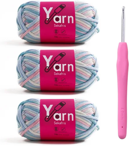 Miniatura 42 de Hilo de Crochet con Hilo de Algodón para Crochet – Hilos de Crochet Tejido para Principiantes con Puntadas Fáciles de Ver – Hilo para Crochet