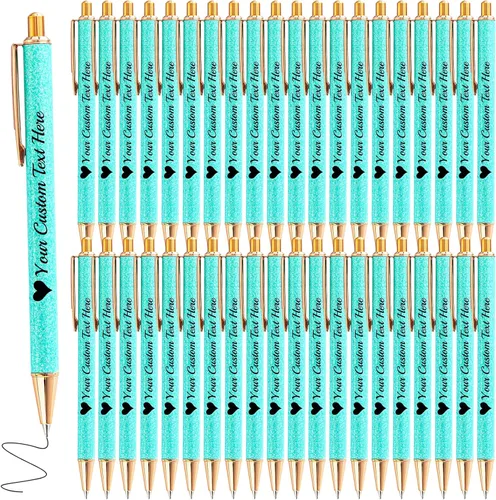 Miniatura 62 de Hasta 100 bolígrafos personalizados a granel con nombre, bolígrafo con purpurina personalizable, logotipo de negocios, mensaje de texto, regalo