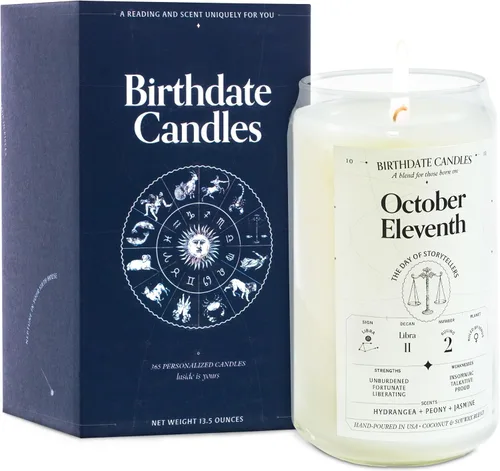 Miniatura 167 de Velas con fecha de nacimiento, 28 de octubre, velas perfumadas del zodiaco de Escorpio, regalo de cumpleaños, aroma a bergamota, canela y caoba