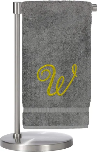 Miniatura 153 de Script R - Toalla de baño con monograma, regalo personalizado, 27 x 54 pulgadas, juego de 1 toalla bordada con texto dorado, 100% algodón turco