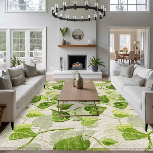 Miniatura 3 de 5x8 Area Rugs for Living Room, Spring Leaves Non-Slip Area Rugs for Living Room Bedroom Entryway, Abstract Retro Color Pastoral Plants Washable