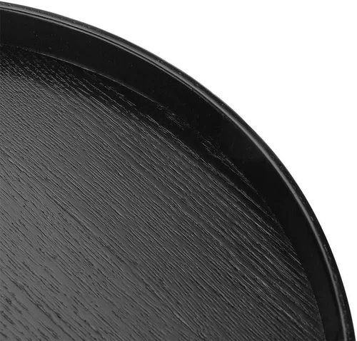 Miniatura 9 de Bandeja de té de madera negra, forma redonda, té de madera maciza, café, aperitivos, comidas, bandeja para servir platos platos bandejas