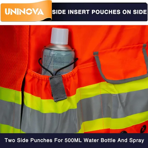 Miniatura 6 de Surveyor Safety Vest Reflective for Men,Class 2 Heavy Duty Safety Vests Reflective with Pockets and Zipper Naranja Sv55 (servicio pesado)