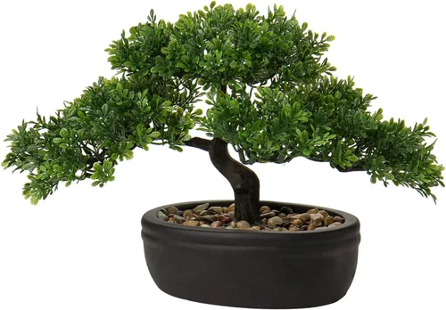 Miniatura 18 de Árbol bonsái artificial, enebro, plantas artificiales para interiores, pequeñas plantas falsas para decoración con macetas de cerámica