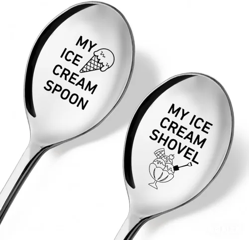 Miniatura 17 de Pala de helado para esposo y esposa – Juego de 2 cucharas para él y ella, ideas para parejas, aniversario, cumpleaños, día de San Valentín, cuchara