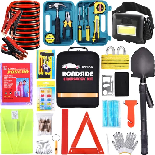 Miniatura 9 de HAIPHAIK Kit de emergencia en carretera para automóvil, kits de emergencia para vehículos, kits de seguridad para automóviles, kit de cables