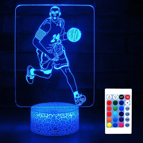 Luz nocturna de baloncesto para niños, regalo para amantes del baloncesto con control remoto y táctil inteligente, 16 colores cambiantes, lámpara