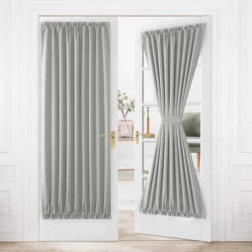Miniatura 13 de DWCN Cortinas para puerta francesa: cortina térmica con bolsillo para barra para puertas con ventana de vidrio, puertas de cocina y patio