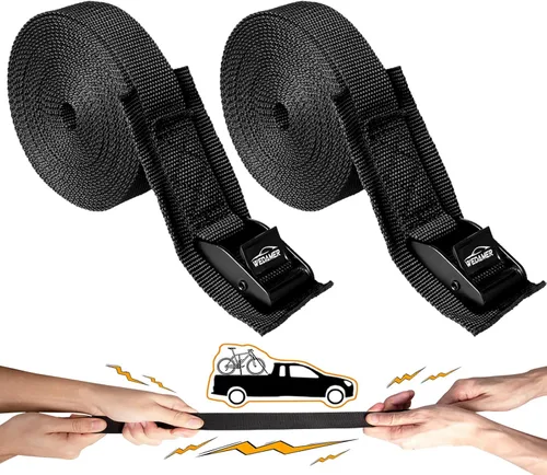 WEDAMER Paquete de 2 correas de amarre para kayak de 8 pies con hebilla de leva de alta resistencia, correa ajustable para kayak, camiones, 2Pack -