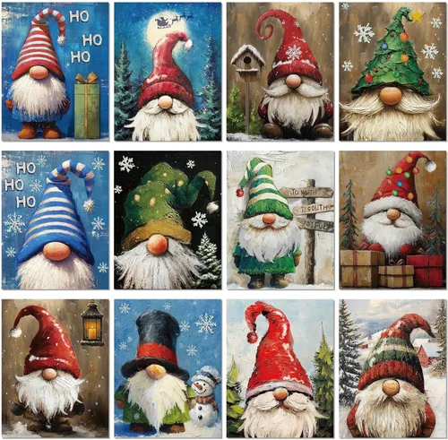 Miniatura 26 de Sherr 12 lienzos predibujados para pintar animales, lienzos preimpresos para pintar para principiantes, estudiantes, suministros de pintura