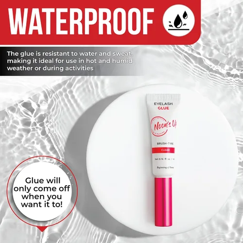 Miniatura 4 de NOON'S UP Pegamento para pestañas (transparente) – Adhesivo de pestañas súper fuerte Pegamento de pestañas hipoalergénico impermeable para ojos