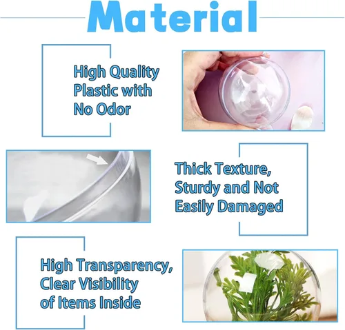Miniatura 3 de 25 juegos de 50 piezas de adornos rellenables de plástico transparente, bola de manualidades DIY transparente, adorno de Navidad DIY transparente