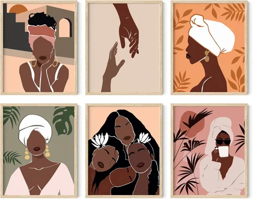 Miniatura 12 de HAUS AND HUES Arte de pared de mujer negra, juego de 6 impresiones mágicas de niña negra, arte de color para mujeres, decoración de pared inspirada