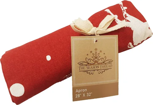Miniatura 4 de Delantal, bosque de Navidad, delantal 100% algodón con correa ajustable para el cuello y lazos y bolsillo extralargos, tamaño 28 x 32 pulgadas.