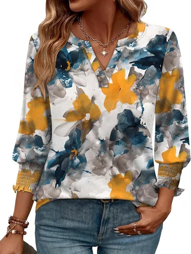 Miniatura 21 de WIHOLL 3/4 Length Sleeve Womens Tops Summer Shirts Spring Vacation Outfits Dressy Casual Trendy Fall S-3XL