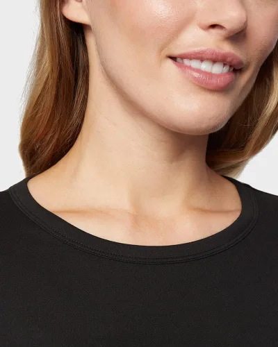 Miniatura 3 de 32 Degrees - Camiseta ligera de cuello redondo para mujer, manga larga, ajuste de forma, elástico en 4 direcciones, térmica