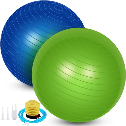 Miniatura 8 de Leyndo 2 pelotas de yoga grandes de 26 pulgadas, pelota de ejercicio antiestallido con bomba, 26 pulgadas/25.6 in para mejorar la postura