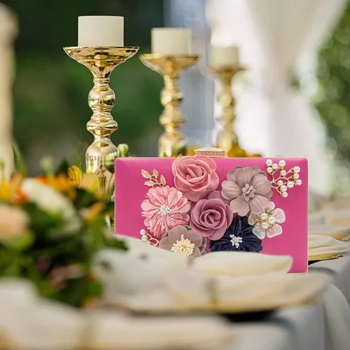 Miniatura 7 de Milisente - Bolso tipo clutch de diseño floral, bolso de noche para mujer, para novias, bodas