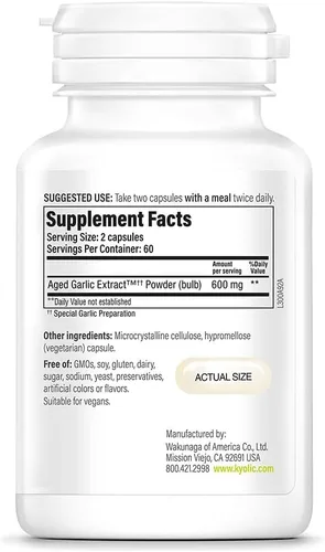 Miniatura 2 de Kyolic - Extracto de ajo envejecido Fórmula 300 - Salud cardiovascular - Suplemento de extracto de ajo envejecido biodisponible - Apoya la función