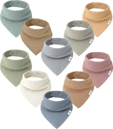 Miniatura 14 de DiaperSquad's 100% Organic Cotton Baby Drool Bibs, Super Absorbent & Adjustable Baby Bibs for Drooling and Teething Neutro
